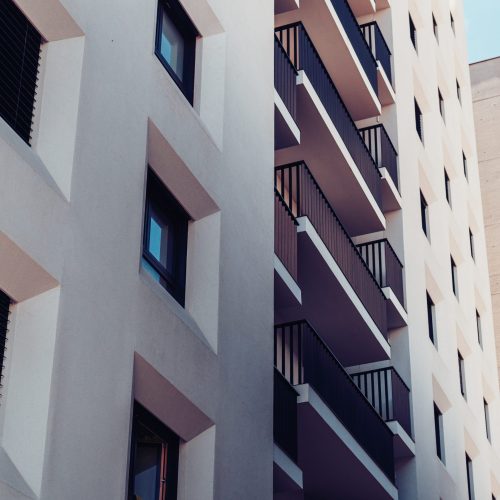 Facade of a residential building.Modern European residential apartment